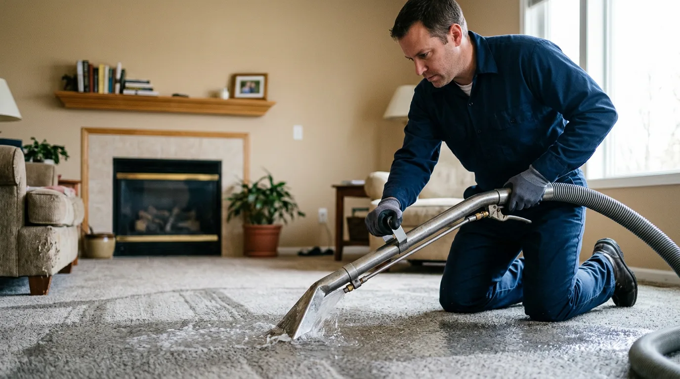 Water damage restoration technician working near Rosiclare, IL